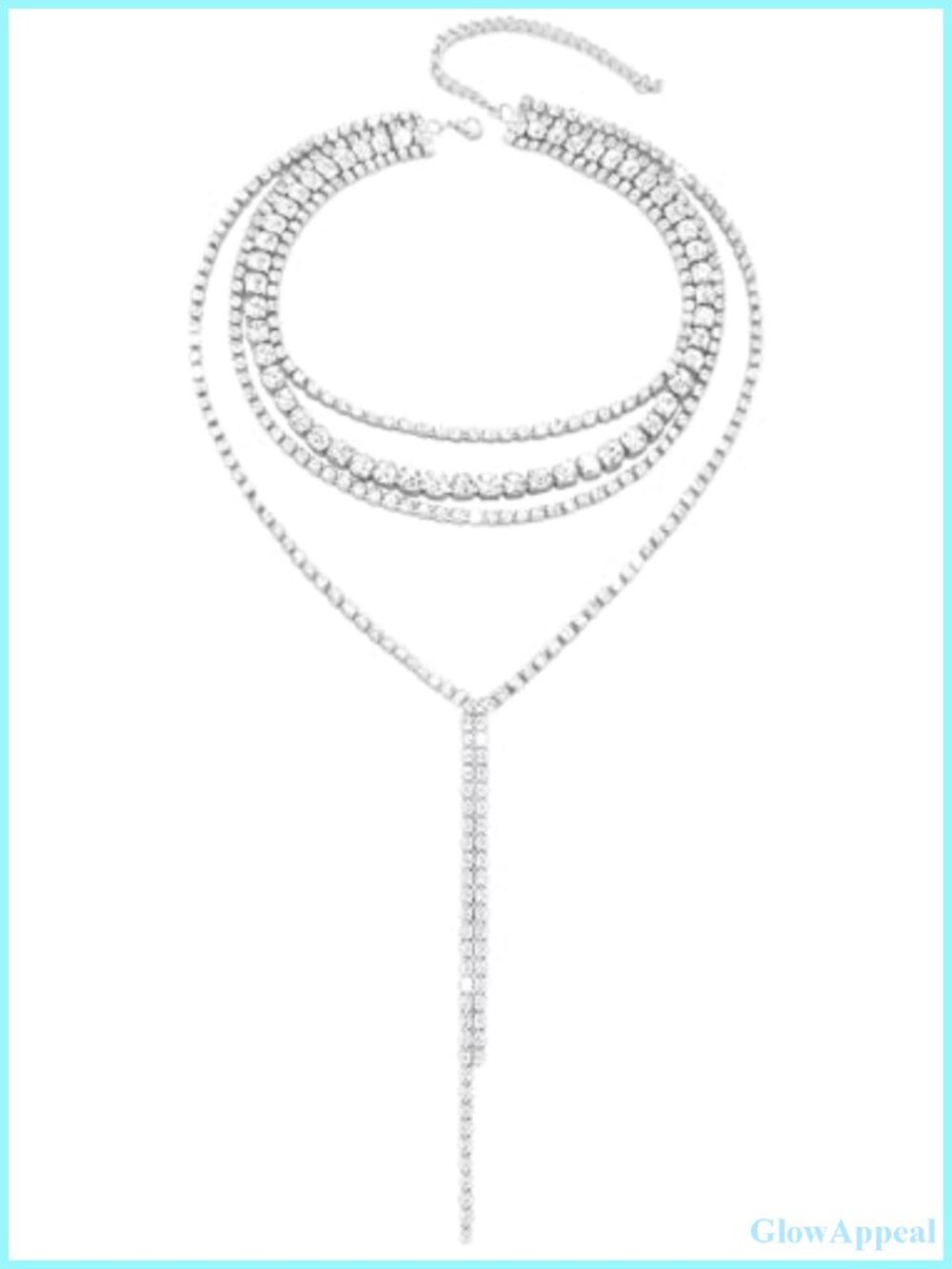 Layered Rhinestone Choker Necklace Sparkly Crystal Chain for Women Wedding